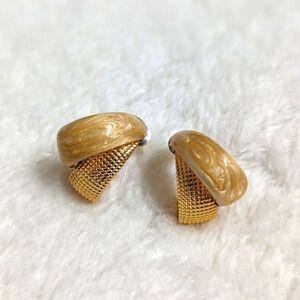 Vintage 1980's Double 1/2 Hoop Enamel and Goldtone Pierced Earrings